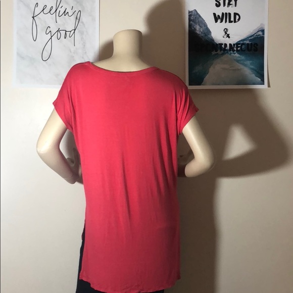 High low coral tunic tee top - Picture 3 of 5